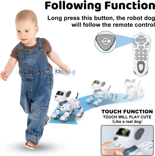 Vista 3 de Perro Robot de Juguete con Control Remoto: Perro Robótico Programable para Niños, Perro Robot Interactivo Inteligente, Mascota Robot que Baila
