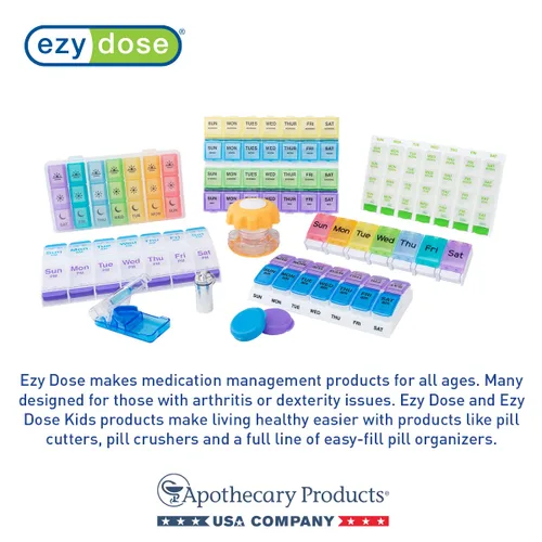 Vista 6 de EZY DOSE Semanal (7 días) 4 veces al día, organizador de pastillas con botón pulsador y planificador de vitaminas, pastilleros diarios extraíbles