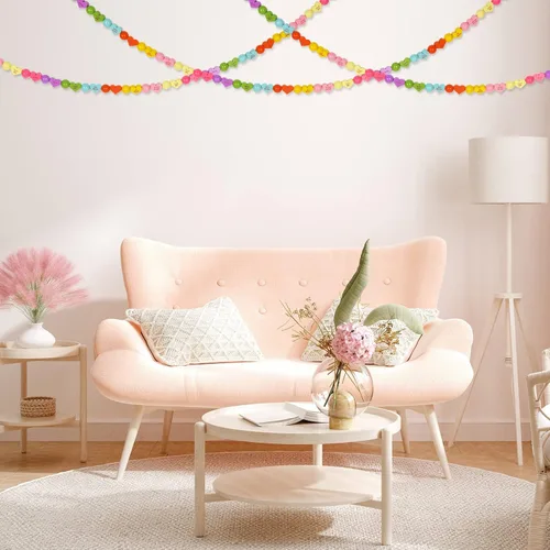 Vista 7 de Whaline 200 cuentas de madera para el día de San Valentín, cuentas de madera de corazón de conversación de dulces con cuerda de cáñamo, cuentas