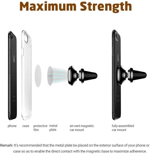 Vista 5 de eTECH Soporte magnético para teléfono de automóvil, montaje magnético universal para iPhone X / 8 Plus / 7 / 6S / 5S, Galaxy S5 / S6 / S7 / S8 / S9