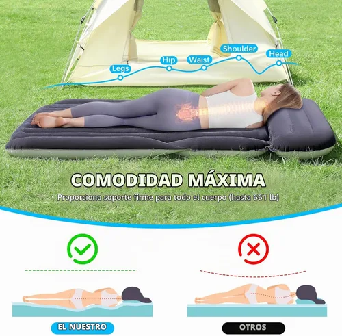 Vista 4 de KMZ Colchón de aire SUV con 2 almohadas - Cama de coche gruesa y flocada