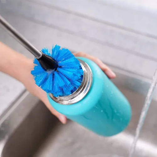 Vista 9 de MOSOLAN Cepillo para botellas de acero inoxidable con cabezal reemplazable, paquete de 2 cepillos de limpieza de mango largo para botellas de agua
