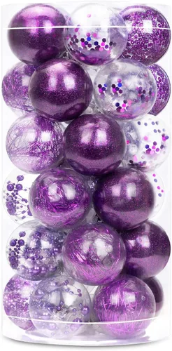 Vista 11 de 24 unidades - Adornos de bolas de Navidad de plástico transparente inastillable colgantes con bolas delicadas decorativas