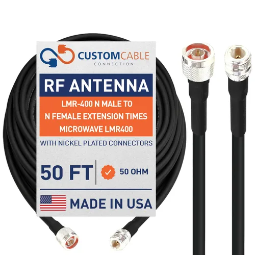 Vista 12 de Custom Cable Connection 1 pie LMR-400 N macho a N hembra extensión Times Microondas LMR400 50 Ohm cable coaxial de baja pérdida de antena para radio