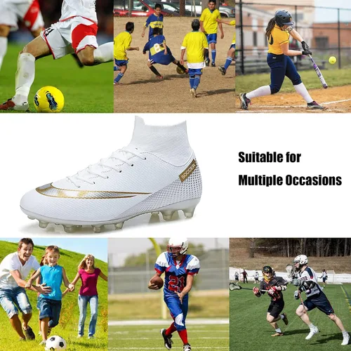 Vista 8 de UYO Men's Soccer Shoes Football Cleats Outdoor High-Tops Lace-Up Non-Slip Spikes AGFG Boots