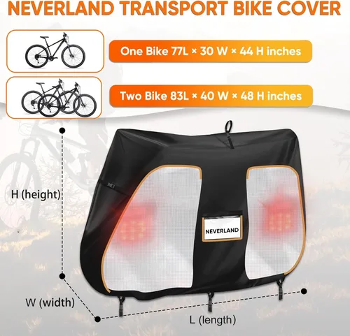 Vista 2 de NEVERLAND Funda para Bicicleta para Transporte en Portabicicletas - Funda Resistente 600D para Portabicicletas para 1 Bicicleta, Cubierta