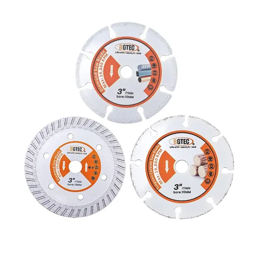 Vista 31 de BGTEC Hoja turbo de granito de diamante, disco de corte de 3 pulgadas/2.953 in para hormigón, hormigón reforzado, piedras artificiales duras