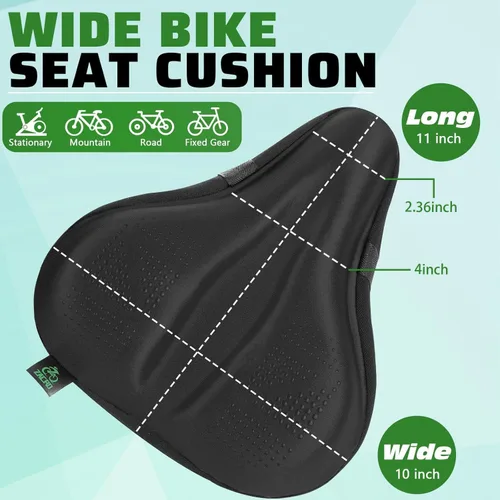 Vista 2 de Zacro Bike Seat Cushion - Padded Gel Bike Seat Cover for Men & Women, Padding Bicycle Saddle fit with Peloton/Spin Stationary Exercise/Mountain Road