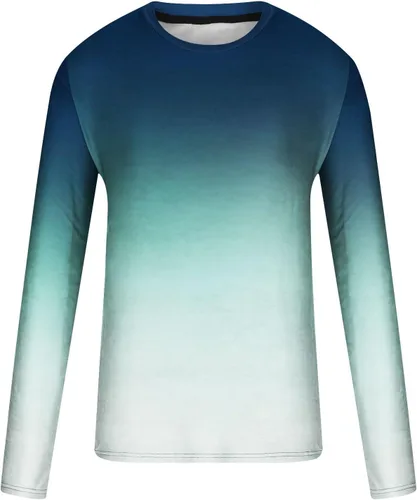 Vista 5 de Camiseta estampada de Color en contraste degradado para Hombres Casual Cuello Redondo Camisetas básicas