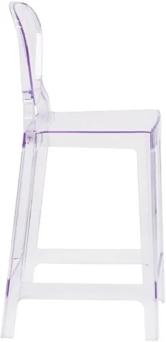 Vista 3 de Home Square Taburete fantasma de 25" en cristal transparente - Juego de 2