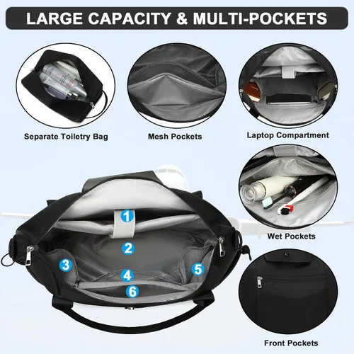 Vista 4 de CAMTOP- Bolso de viaje para mujer, de lona, para equipaje de mano