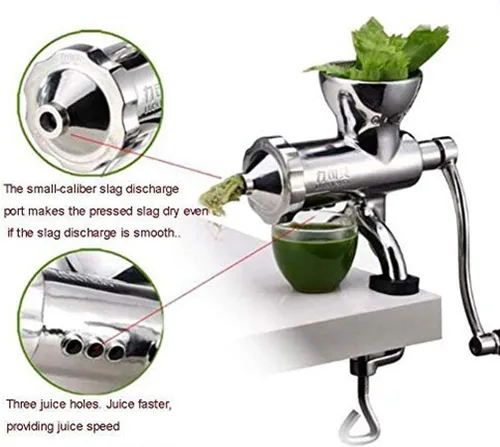 Vista 2 de Exprimidor manual de hierba de trigo Exprimidor de acero inoxidable Exprimidor de verduras y frutas Exprimidor de naranja limón Exprimidor de mano