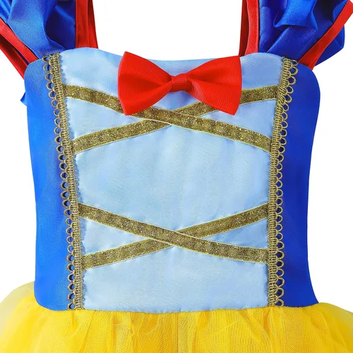 Vista 5 de Aoiviss Disfraz blanco nieve para niñas ropa de vestir de princesa disfraz de Halloween y cosplay