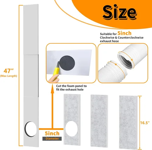 Vista 3 de LBG Products Kit de sellado de ventana de aire acondicionado portátil aislado, kit de ventilación de ventana de CA ajustable, placas de sellado