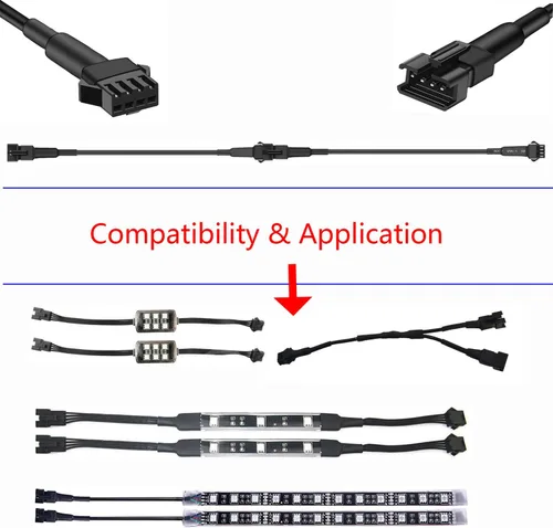 Vista 3 de Juego de 4 cables de extensión de 11.8 pulgadas, 11.8 in, para luces LED multicolor, tira de neón (4 piezas de 11.8 pulgadas/11.8 in)