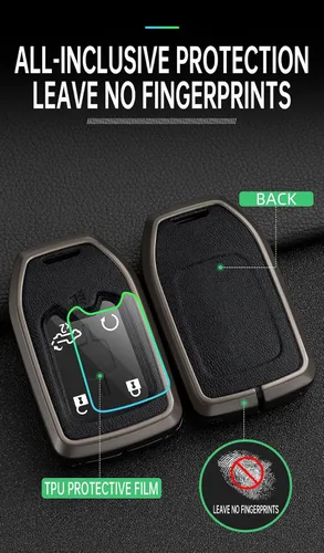 Vista 6 de ontto Funda para llave de coche con llavero de metal y piel sintética para Chevrolet Silverado Fit para GMC Sierra 1500 2500HD 3500HD Terrain Acadia
