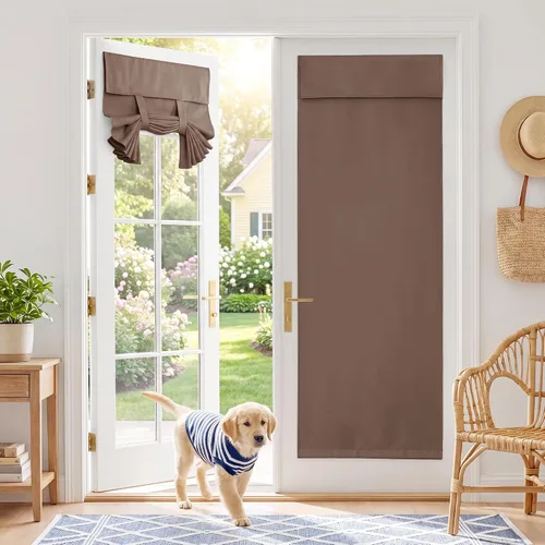Vista 47 de RYB HOME 2 paneles 100% opacos para puerta de aula, 8 pulgadas de ancho x 36 pulgadas de largo, color beige biscotti, sin taladro, para ventana