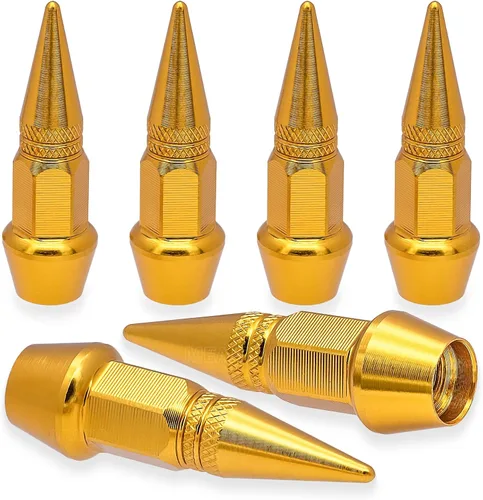 Vista 66 de 4 piezas de tapas de válvula de neumático con estilo púas, cubiertas de válvula de neumático universales de aleación de aluminio a prueba de polvo