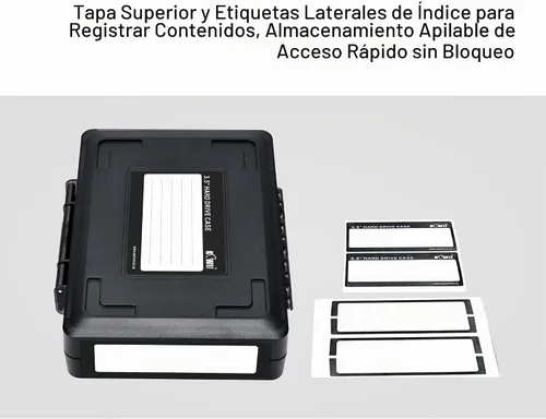 Vista 6 de JJC - Caja de disco duro externo de 3,5 pulgadas, caja de almacenamiento