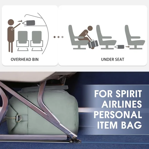 Vista 2 de WANDF Para Spirit Airlines - Bolsa para artículos personales de 18 x 14 x 8 pulgadas debajo del asiento con bolsillo para ropa húmeda