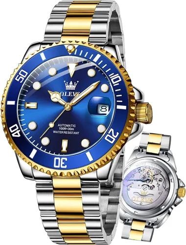 Vista 18 de OLEVS Relojes para hombre de plata, reloj de cronógrafo de acero inoxidable para hombre, reloj analógico de cuarzo de cara grande para hombre