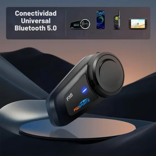 Vista 6 de Fodsports FX6 - Auriculares Bluetooth para motocicleta, intercomunicador Bluetooth para grupo de 6 motociclistas, sistemas de comunicación