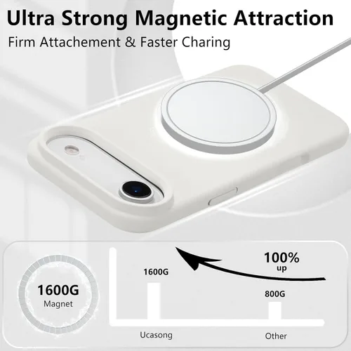 Vista 440 de Funda magnética de silicona para iPhone 13 Pro, color blanco antiguo [Compatible con Magsafe] [Forro de microfibra suave antiarañazos], funda