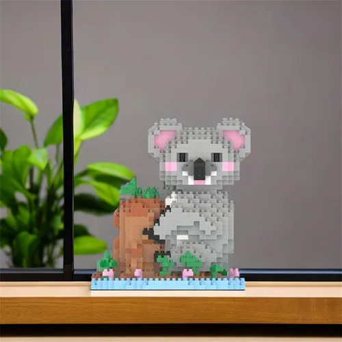 Vista 4 de Larcele Animal Series - Juego de micro bloques de construcción de animales, mini ladrillos de juguete de construcción 3D, 1000 piezas KLJM-07 (Koala)