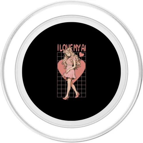 Vista 2 de I Love My AI I Love My Waifu I Heart My Waifu Anime Girl PopSockets MagSafe PopGrip para iPhone