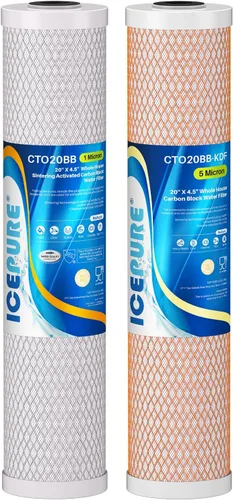 Vista 11 de ICEPURE 1 Micrón 50.8 cm x 11.4 cm Cartucho de filtro de agua de carbón activado de cáscara de coco CTO para toda la casa, reemplazo para FC25B