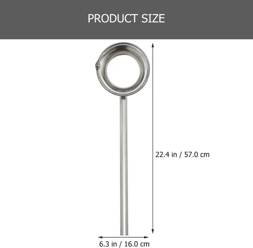 Vista 5 de ERINGOGO Cucharón de mango largo, cuchara grande de acero inoxidable de 17 onzas con borde de vertido, cuchara de servir salsa de comedor, cuchara