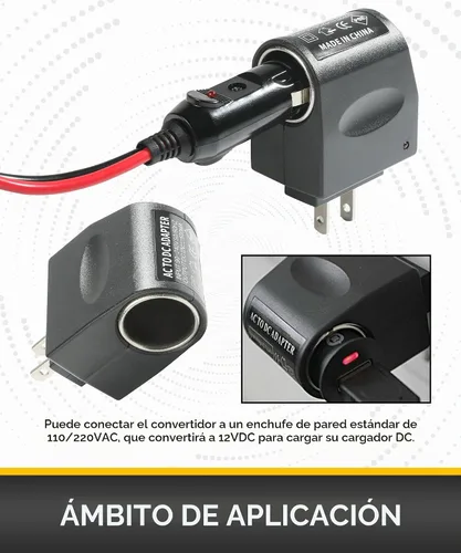 Vista 5 de Convertidor de CA a CC, Adaptador de Encendedor de Cigarrillos a Enchufe de Pared, Accesorios para Coche 120V/110V a 12V CA/CC Convertidor