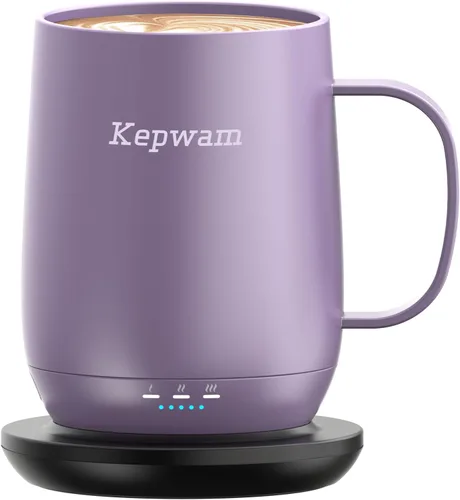 Vista 11 de Kepwam Taza de café autocalentable T2, taza de café con calefacción inteligente de 16 onzas, duración de la batería de 150 minutos, calentador