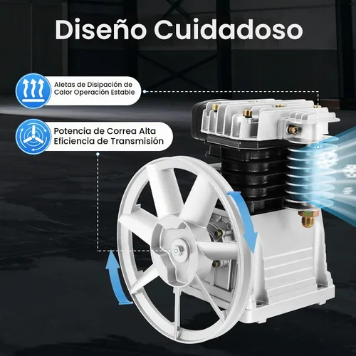Vista 3 de Cabezal de bomba de compresor de aire, 3HP 66Gal/min 145PSI de una sola etapa de doble cilindro herramienta de aire universal compresor de aire