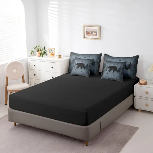 Vista 19 de Feelyou Juego de edredón de ciervo con sábanas – Tamaño Queen 7 piezas Juego de ropa de cama infantil de caza rústica – Cama de ciervo de cabaña