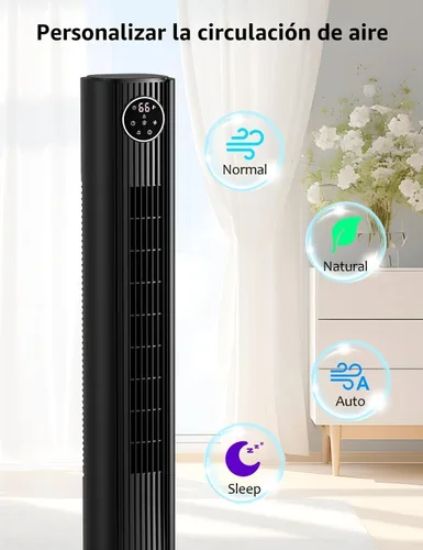 Vista 2 de ZAFRO Ventilador de torre para dormitorio, ventilador oscilante de 90° con 4 modos, 3 velocidades, velocidad de 25 pies/s, temporizador de 12 horas