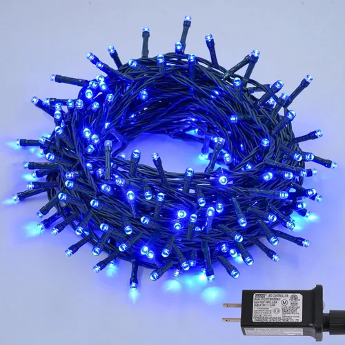 Vista 41 de QITONG Guirnalda de 500 luces LED de Navidad de 165 pies para exteriores, impermeable, luces multicolor con 8 modos, cable verde, luces parpadeantes