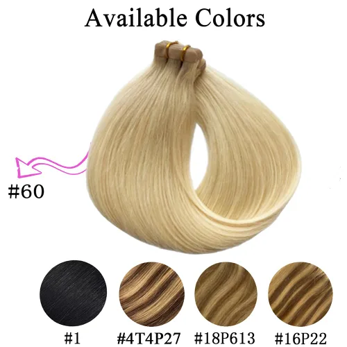 Vista 5 de Extensiones de cabello con cinta, 22 pulgadas, extensiones de cabello humano real, 1.76 oz, 20 unidades, extensiones de cabello lacio sin costuras