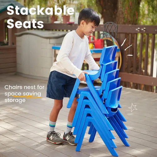 Vista 5 de ECR4Kids Silla apilable de plástico de 12 pulgadas, muebles de aula, azul, 10 piezas