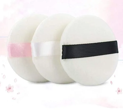 Vista 2 de 3 piezas redondas de terciopelo súper suave soplo facial de 2.16 pulgadas con cinta (color al azar)