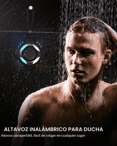 Vista 6 de Comiso - Altavoz impermeable con graves robustos, altavoz de ducha con luz dinámica, modo TWS, sonido HD fuerte, impermeable IP67, 2000mAh