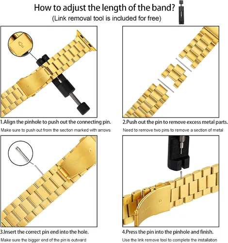 Vista 5 de Compatible con correa y funda de Apple Watch, cadena de metal de acero inoxidable con cubierta de TPU, correa de pulsera Smart-Watch Link