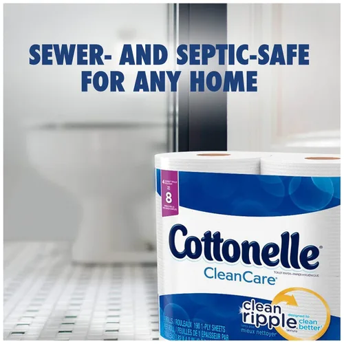 Vista 5 de Cottonelle CleanCare - Rollo de papel higiénico grande (paquete de 12 rollos), papel higiénico ultra suave con textura de ondulación limpia, seguro
