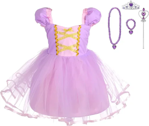 Vista 9 de Lito Angels Disfraz de princesa de tul para niñas pequeñas, disfraz de cuento de hadas de Navidad, fiesta de Halloween con accesorios Azul