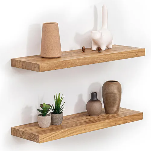 Vista 36 de Estantes flotantes para decoración de pared, estantes rústicos de madera recuperada de 24 x 8 pulgadas, estantes de montaje en pared resistentes