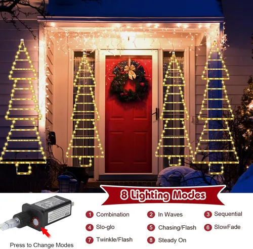 Vista 5 de Luces de Decoraciones Navideñas para Exteriores 4.6 Pies (1.4 metros) Luces LED de Árbol de Navidad, 175 Luces LED de Escalera Navideña para Pared