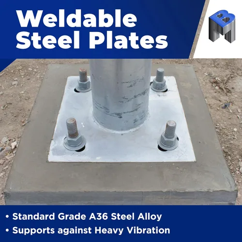 Vista 3 de Placa base de metal cuadrada soldable de 5 x 5 pulgadas - Placa de acero A36 - Base de placa de acero de alta calidad para soporte de estructura 4