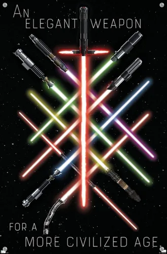 Vista 4 de Trends International Star Wars: Saga - Póster de pared de grupo de sables de luz, 14.72 x 22.37 pulgadas, paquete de póster premium y pin de empuje