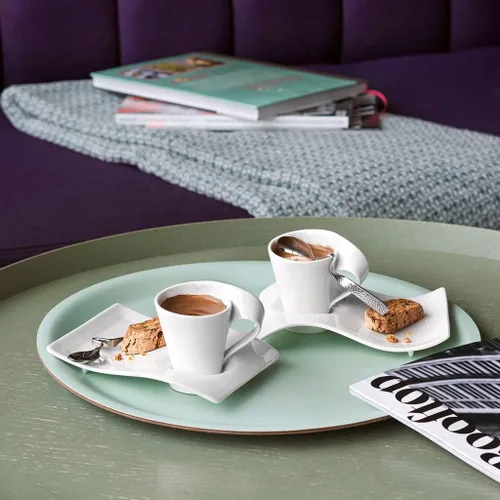 Vista 5 de Villeroy & Boch NewWave - Juego de café expreso, 3 piezas, porcelana premium, color blanco