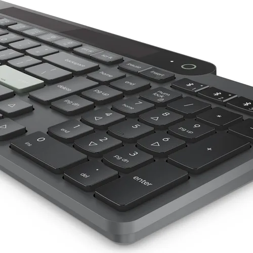 Vista 13 de Lenovo 800 Teclado Bluetooth Autocargable, Utiliza Luz Ambiental para la Carga, Bluetooth 5.1, Soporta 3 Dispositivos, Sin Batería, Inalámbrico, Gris